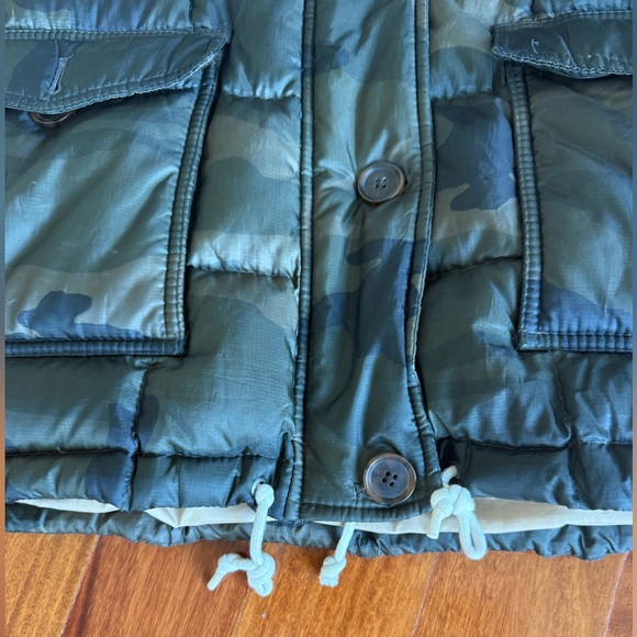 Abercrombie & Fitch Army Camo Down Puffer A&F Women Jacket Hood Sherpa Teddy L - Picture 5 of 16